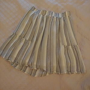 Loft flowy blue and white striped skirt